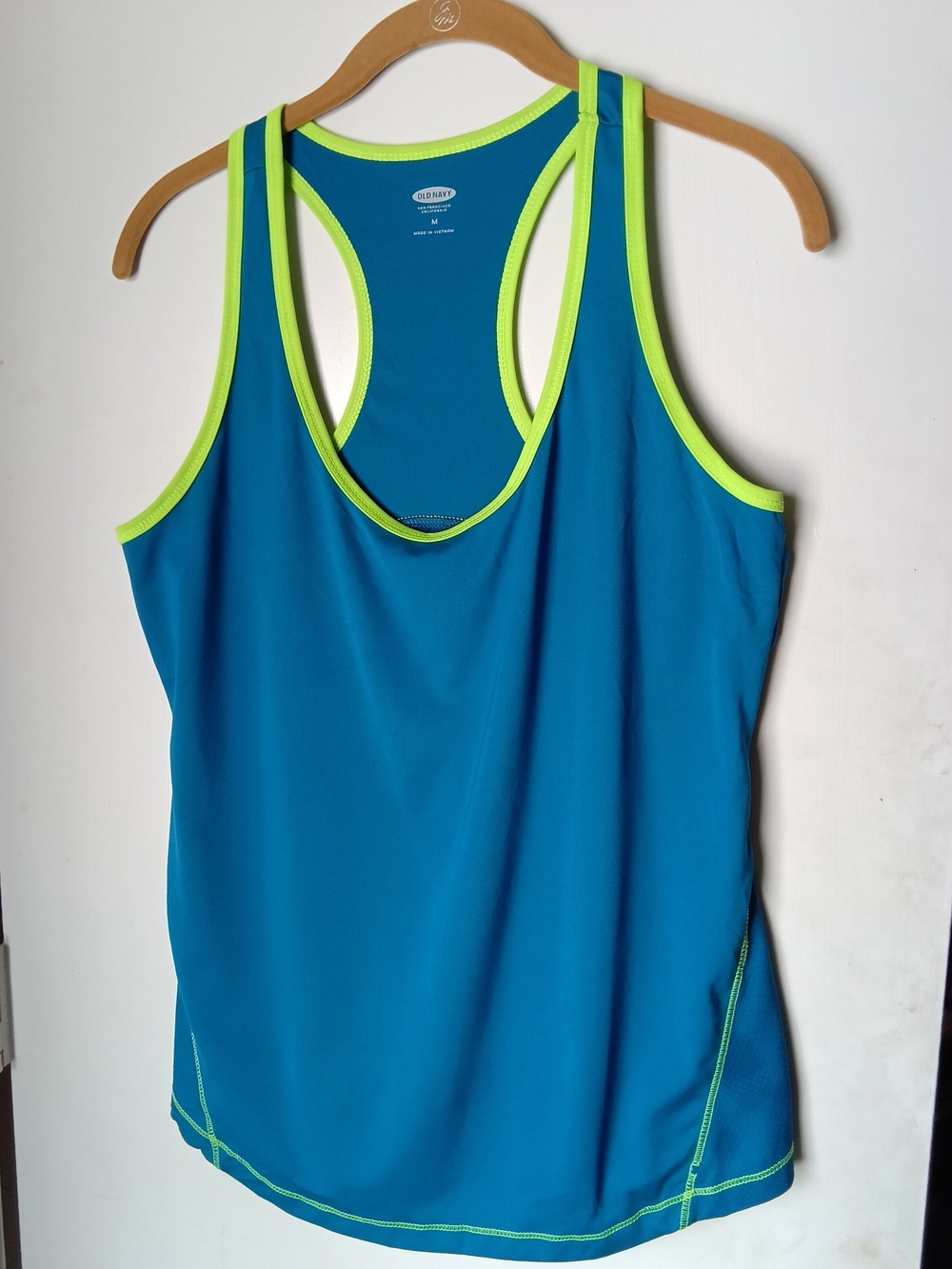 Old Navy Blue Racerback Tank with Neon Lime Trim
